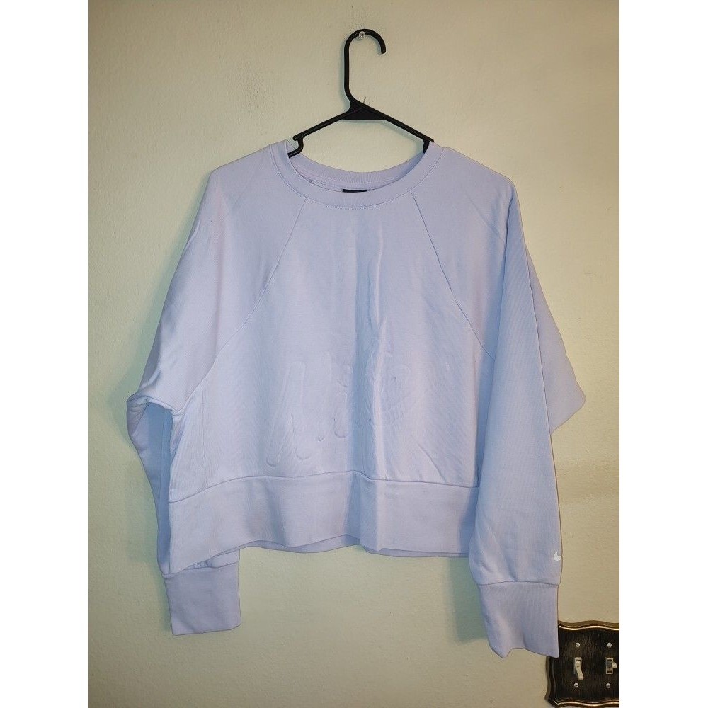 Women's Nike Dri Fit Cropped Lavender Soft Pullover Sweatshirt with Logo Size L